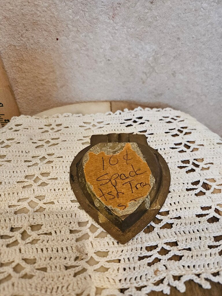 Etched Brass Heart Ashtray or Trinket Plate, Etched Floral Brass Heart, Vintage Ashtray, Small Trinket Dish, Nightstand