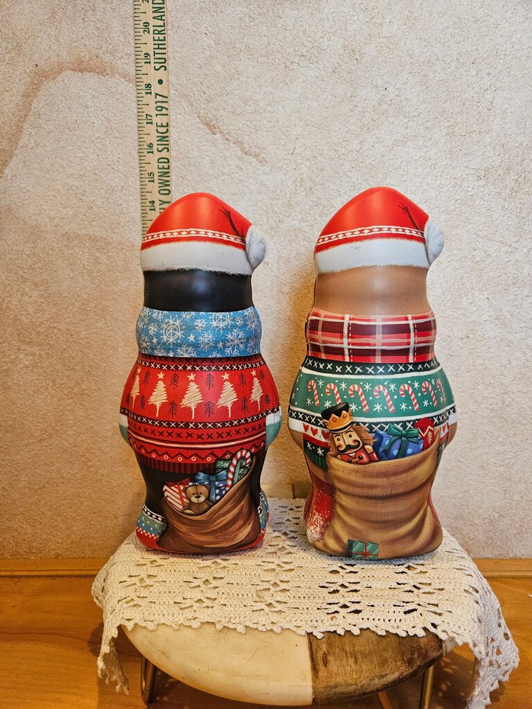 Russell Stover Costco Christmas Holiday Candy Tins Empty Penguin and Reindeer Figurines