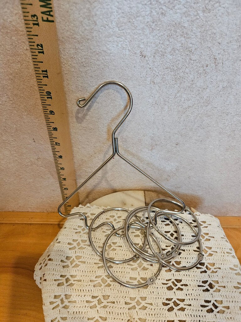 Chrome Scarf Holder Hanger Closet Organizer w hanging rings for scarves, jewelry, belts, ties