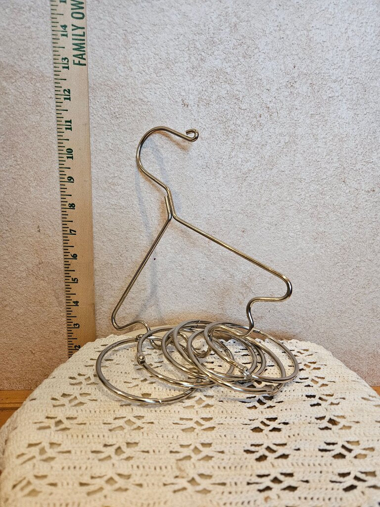 Chrome Scarf Holder Hanger Closet Organizer w hanging rings for scarves, jewelry, belts, ties