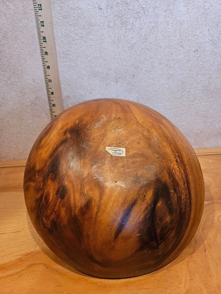 Vintage MCM Wooden Serving Bowl / salad / fruit holder Swirl multi wood tones
