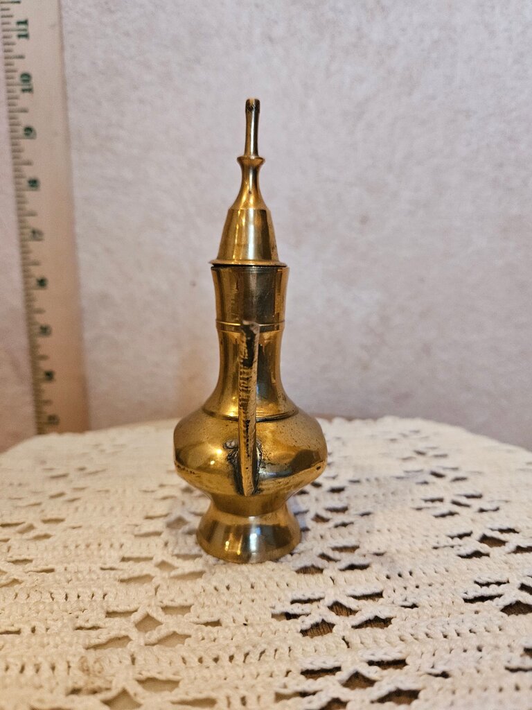 Vintage Tiny Beautiful handmade As Is w dent Miniature Brass for Zamzam Water Pot teapot tea ceremony
