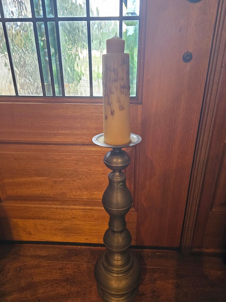 Vintage Brass Candlestick Holder Alter style with drip plate