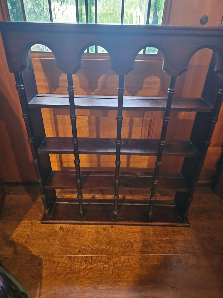 70s Mid Century Modern Jacobean Spindle Wood Wall Display Shelf, Jacobean Spindle Wood Shelf, Mid Century Modern Shelf, VTG Shelf