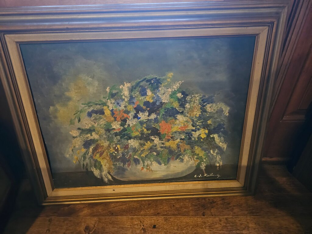 Large Vintage Floral Still Life Artist Signed Framed Painting