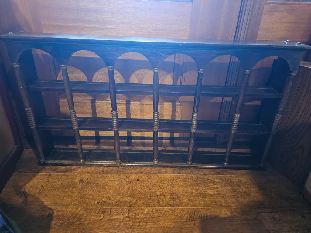 70s Mid Century Modern Jacobean Spindle Wood Wall Display Shelf, Jacobean Spindle Wood Shelf, Mid Century Modern Shelf, VTG Shelf