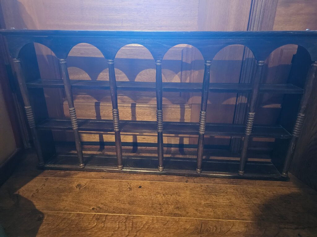 70s Mid Century Modern Jacobean Spindle Wood Wall Display Shelf, Jacobean Spindle Wood Shelf, Mid Century Modern Shelf, VTG Shelf
