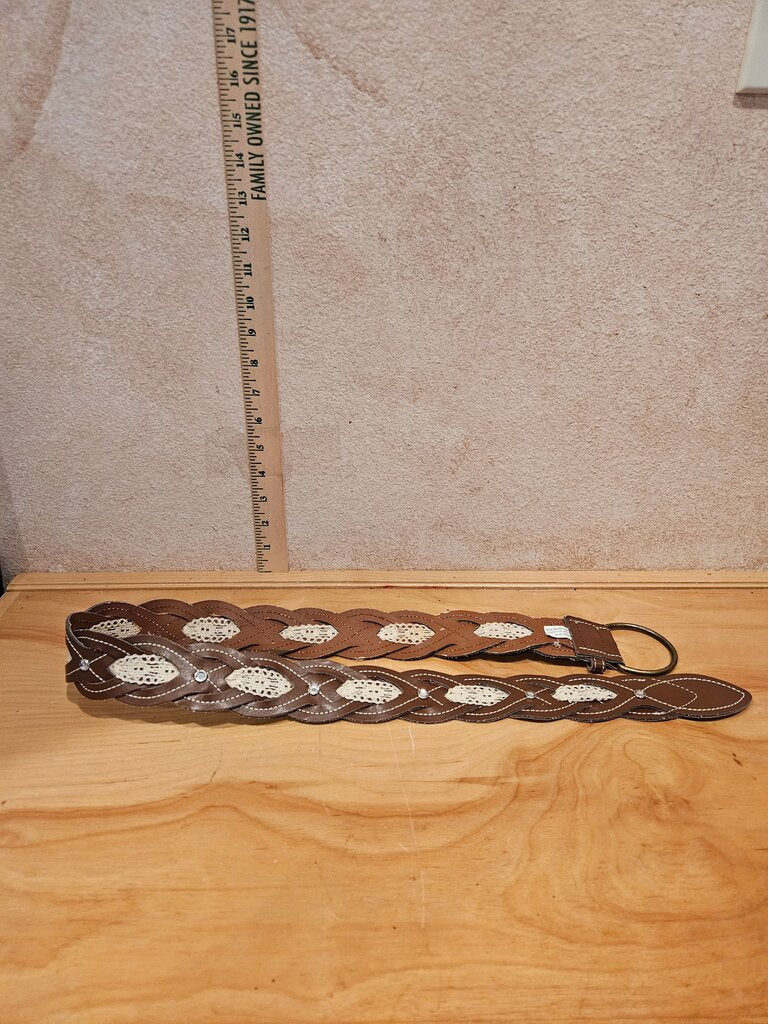 Braided Brown and Cream Women's Belt