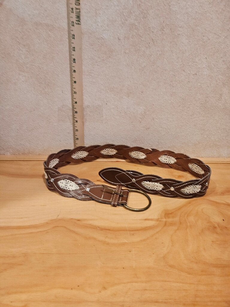 Braided Brown and Cream Women's Belt