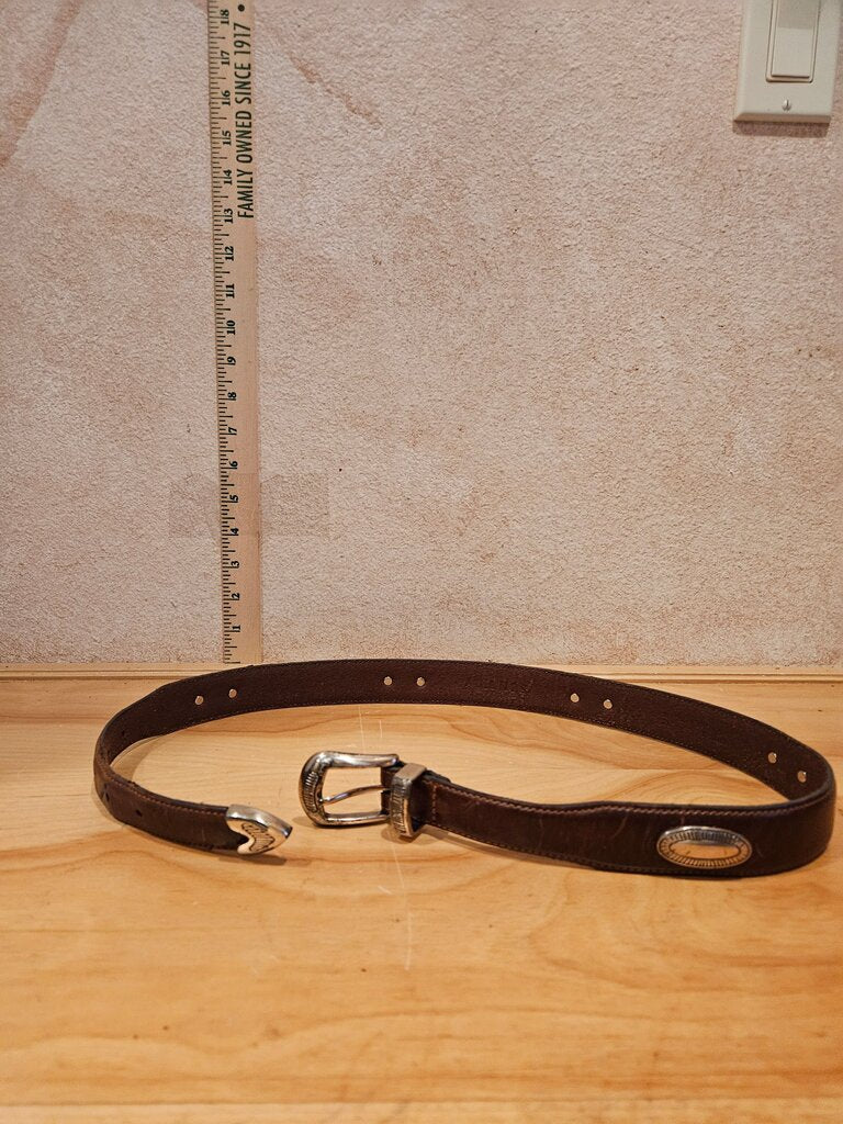 Brown Leather Belt with Decorative Buckle