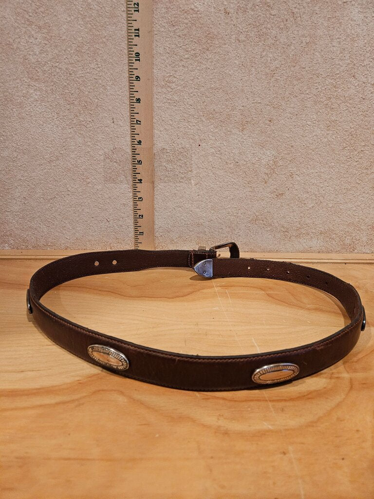 Brown Leather Belt with Decorative Buckle