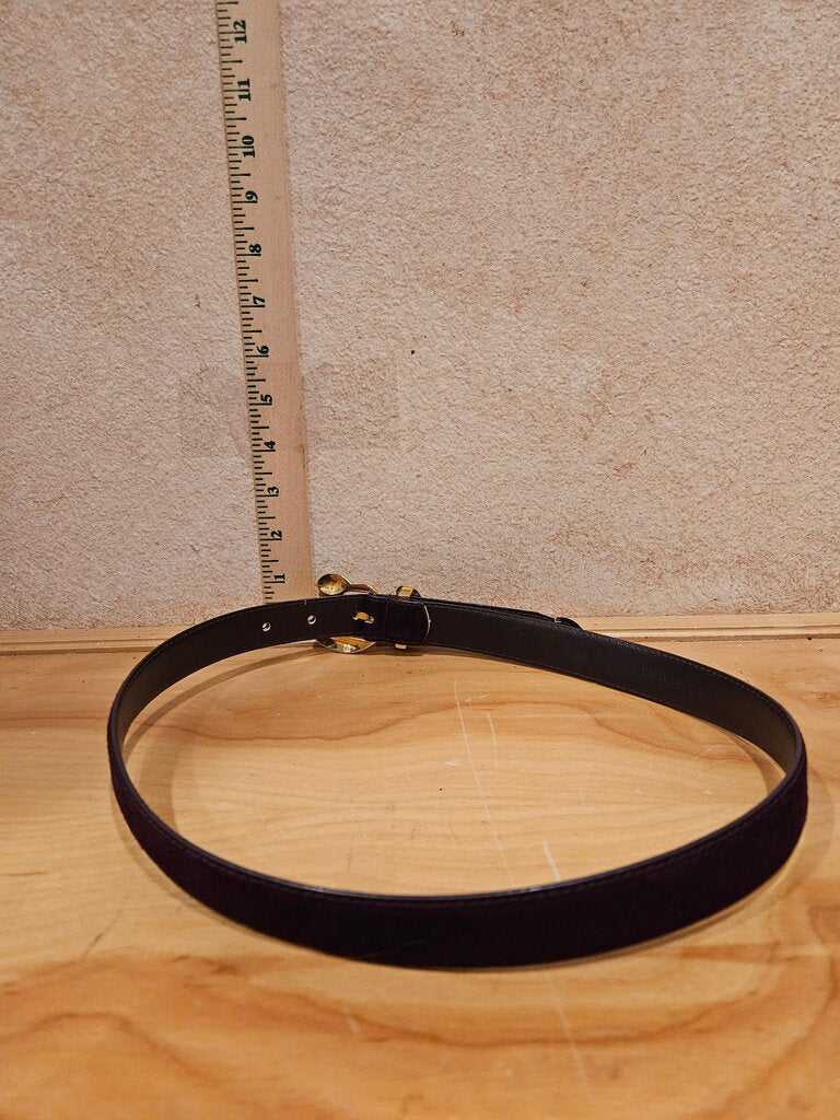 Vintage Purple Leather Belt with Gold Buckle