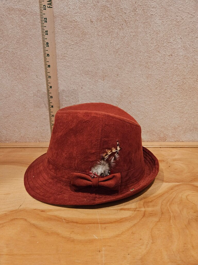 Vintage Red Felt Hat with Bow