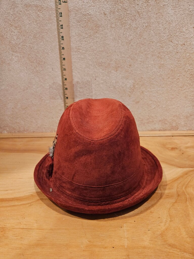 Vintage Red Felt Hat with Bow