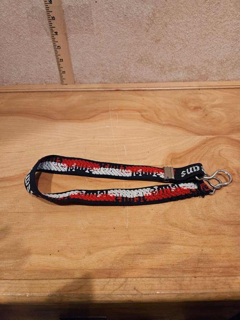 Woven Keychain Lanyard with Red and Black Design