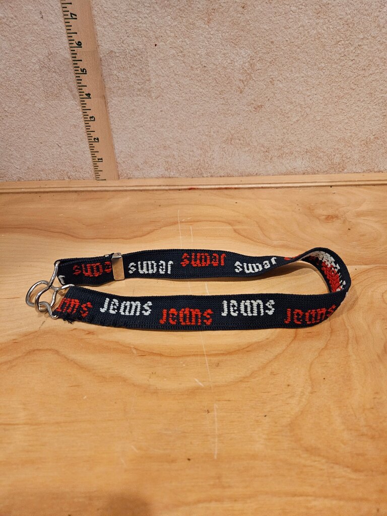 Woven Keychain Lanyard with Red and Black Design