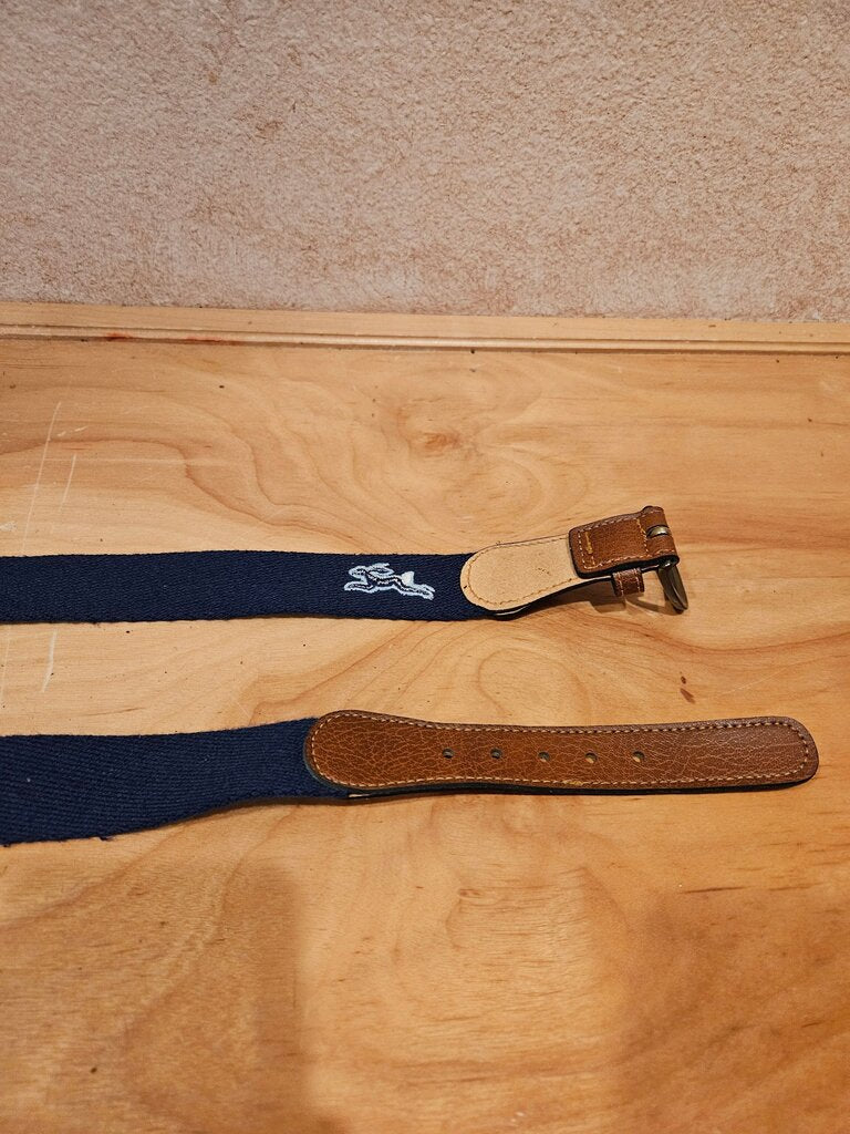 Men's Casual Navy Fabric Belt with Leather Details