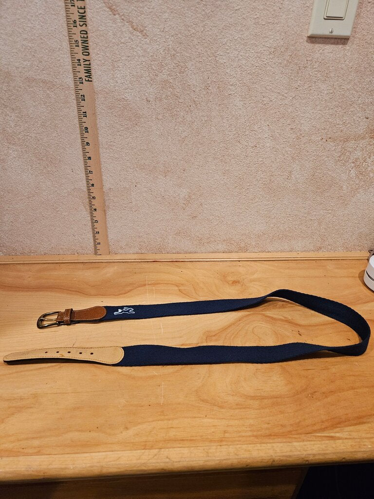 Men's Casual Navy Fabric Belt with Leather Details