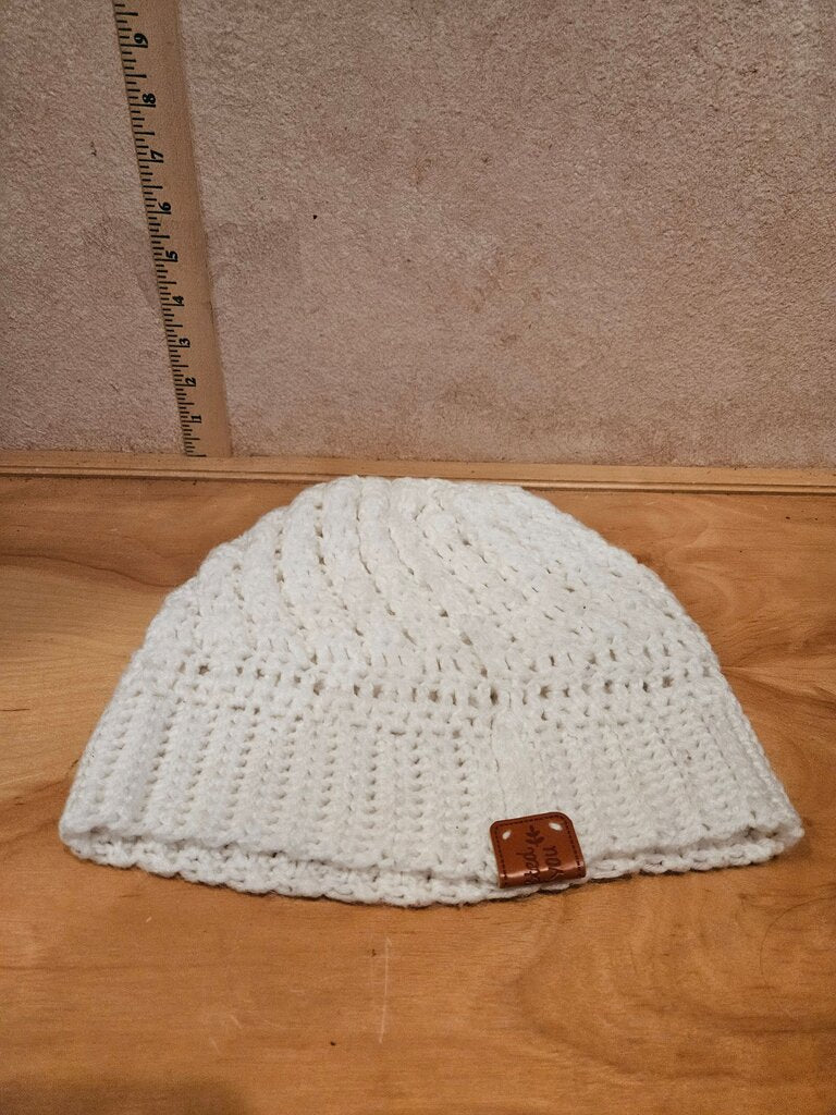 Knitted White Beanie Hat