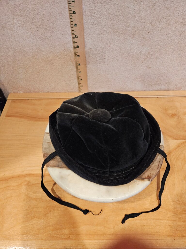 Vintage Black Velvet Cloche Hat