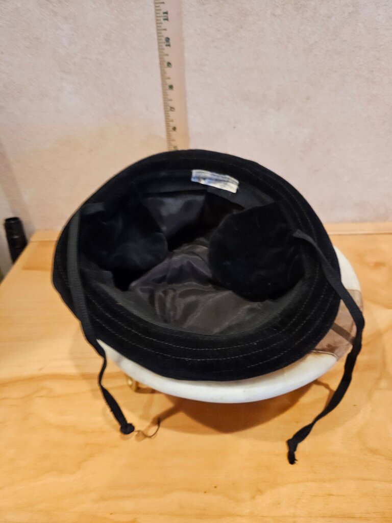 Vintage Black Velvet Cloche Hat