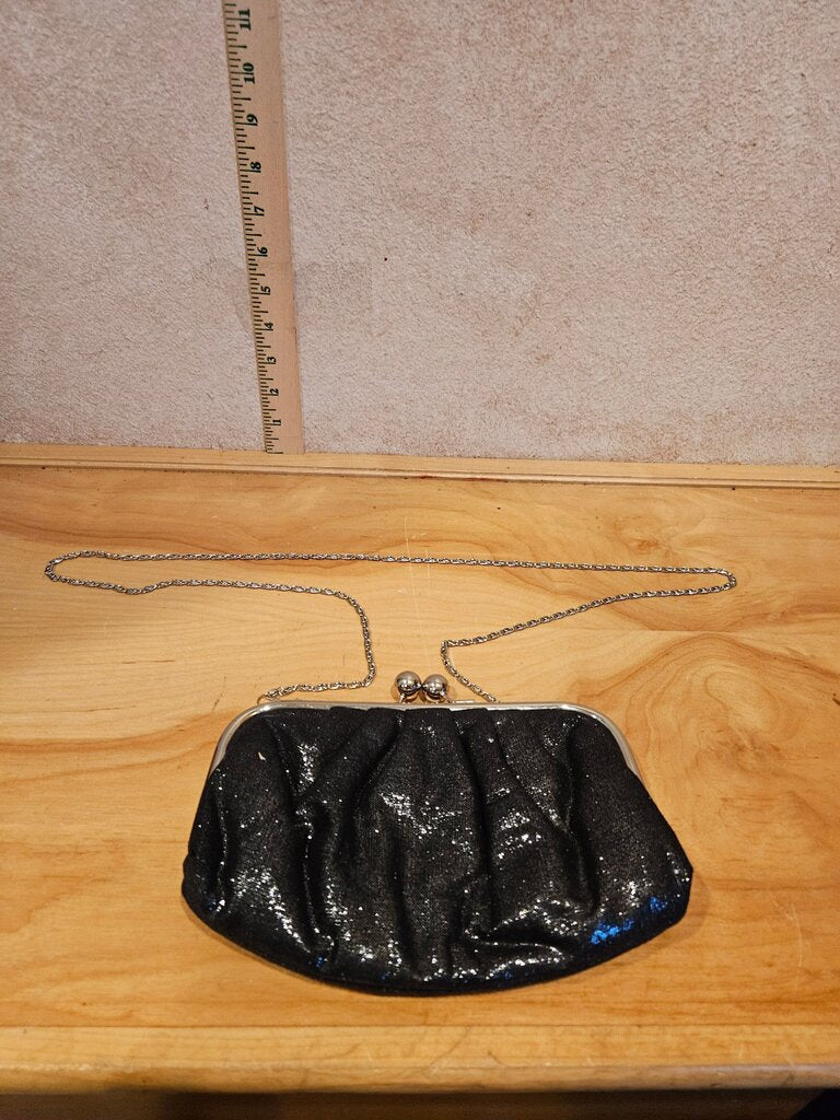 Express Black Glitter Clutch Purse