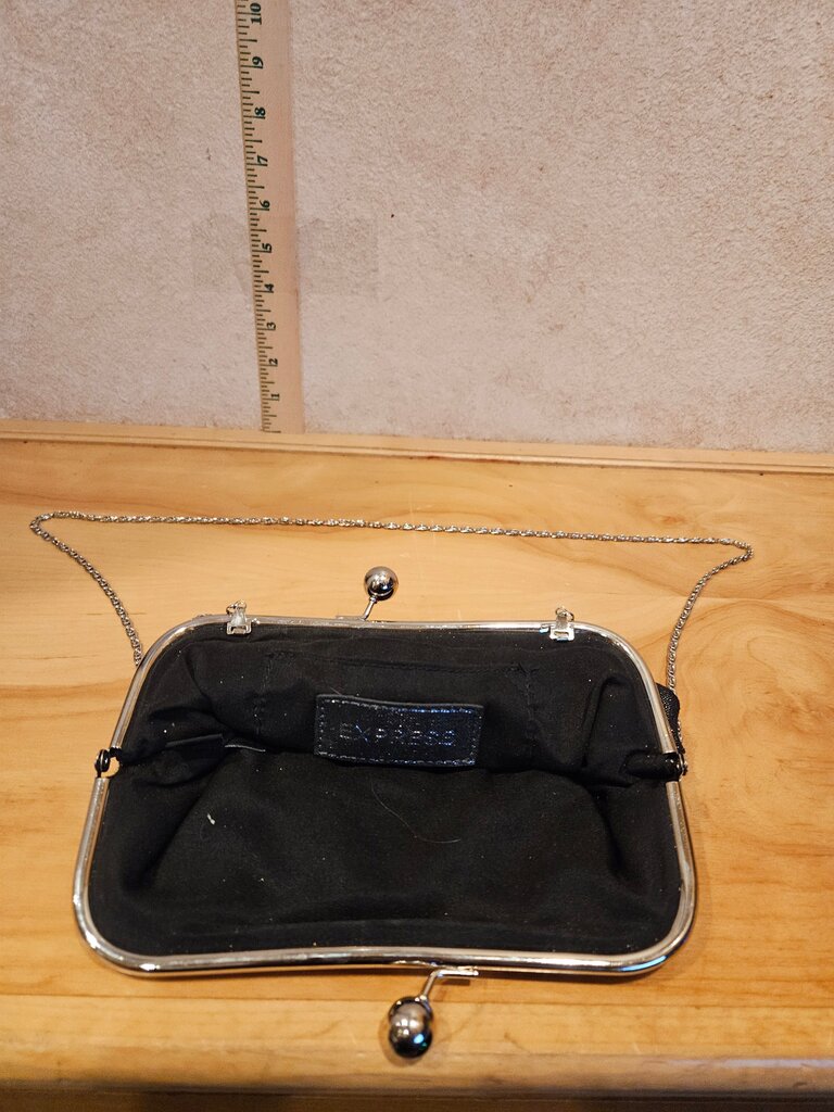 Express Black Glitter Clutch Purse