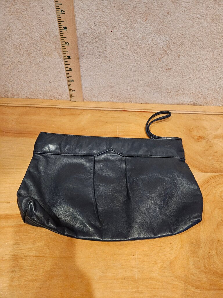 Black Leather Clutch Bag