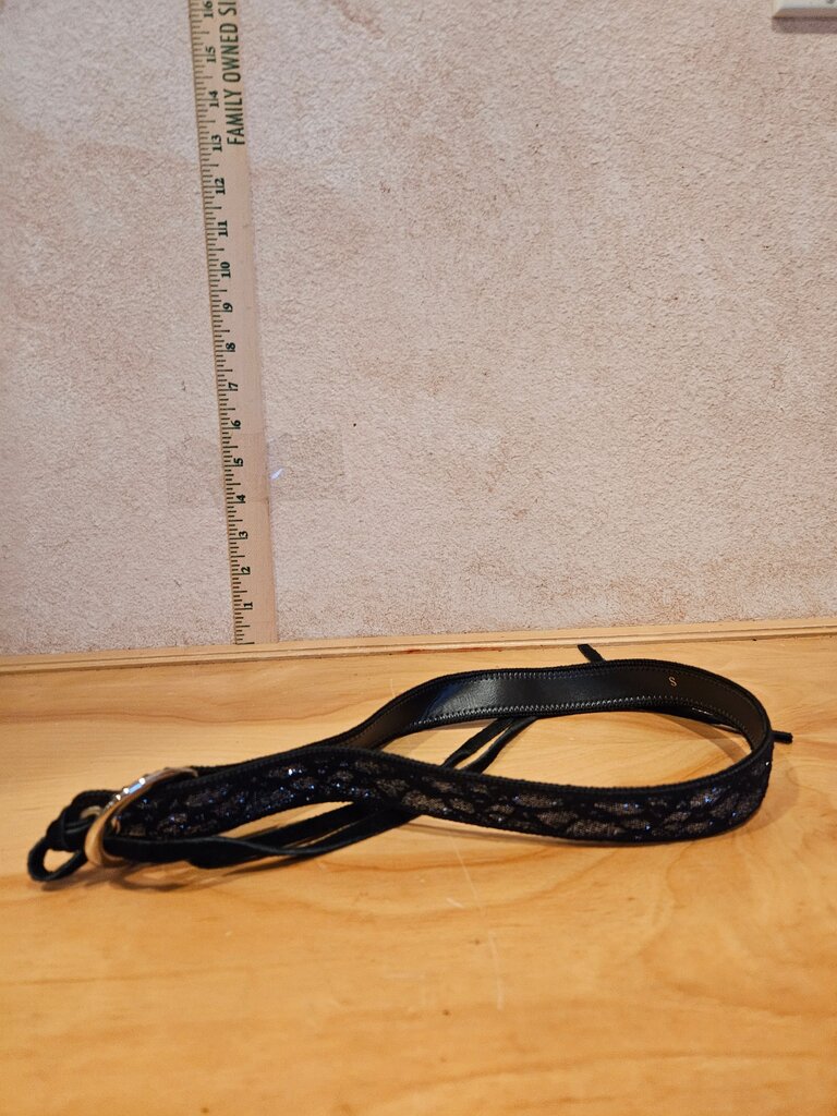 Black Adjustable Dog Leash with Sparkly Overlay
