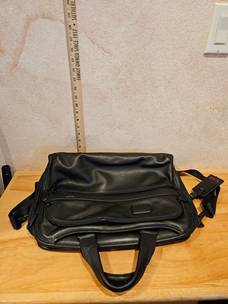 Black Leather Laptop Briefcase