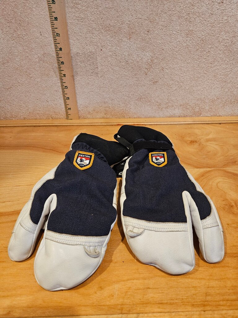 Hestra White and Navy Ski Gloves