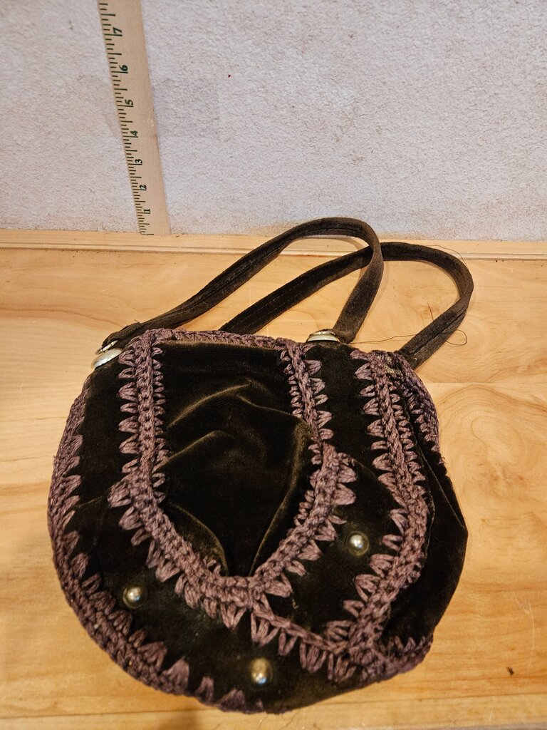 Vintage Velvet Handbag with Embroidery