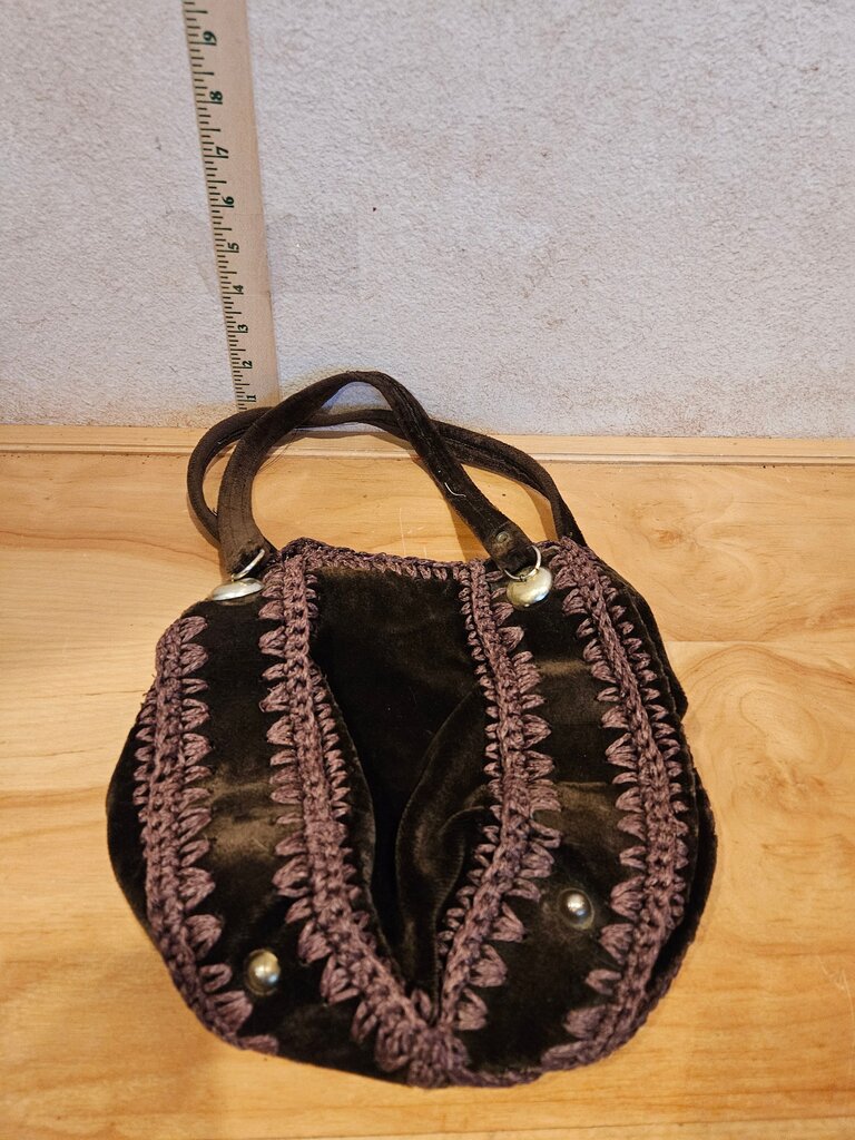 Vintage Velvet Handbag with Embroidery