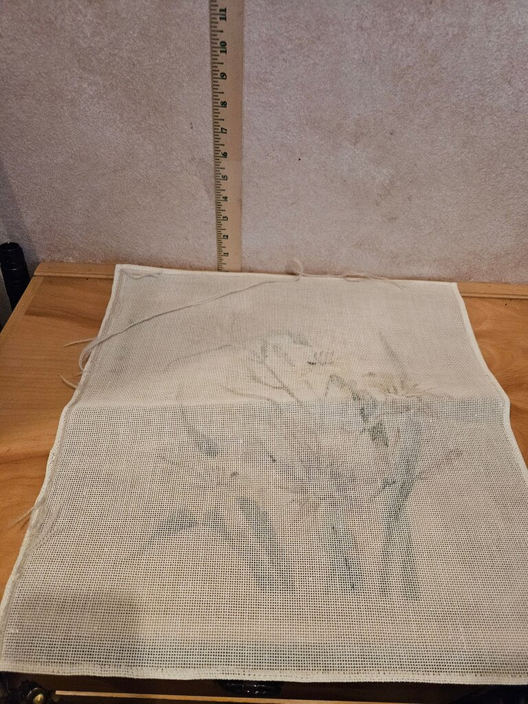 Beautifully embroidered fabric w vibrant floral design Vintage Needlework Floral Tapestry Chair Seat Pillow Cover Fabric Panel