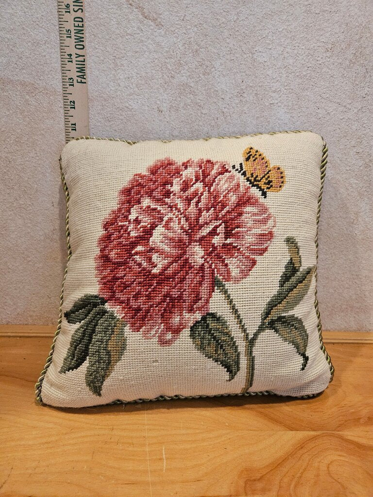 Floral Embroidered Decorative Pillow
