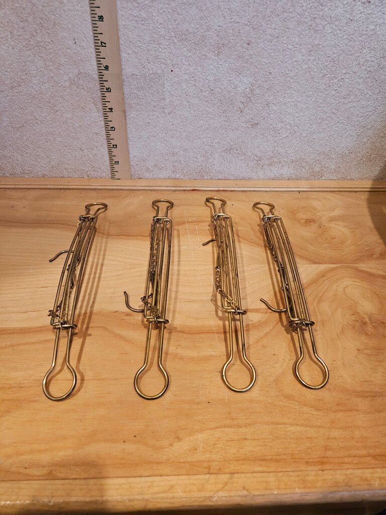 Vintage /Antique Brass Metal Collapsible expandable Travel Clothes Hangers for traveling trunks
