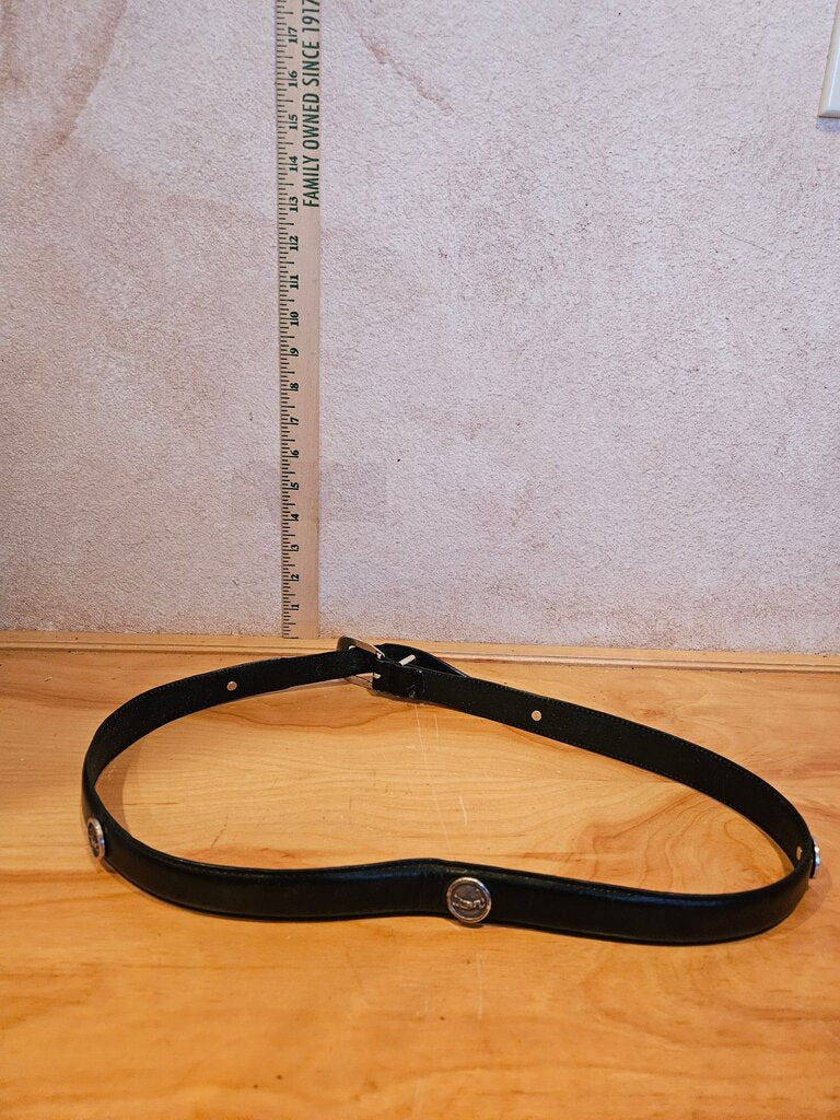 Stylish Black Leather Belt with Silver Accents
