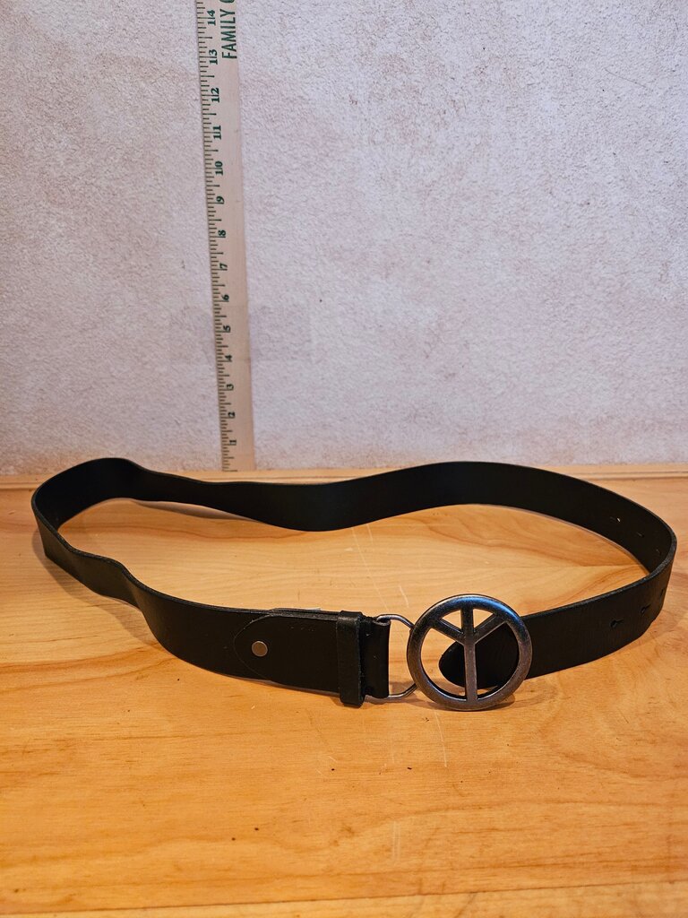 Vintage Black Peace Symbol Belt