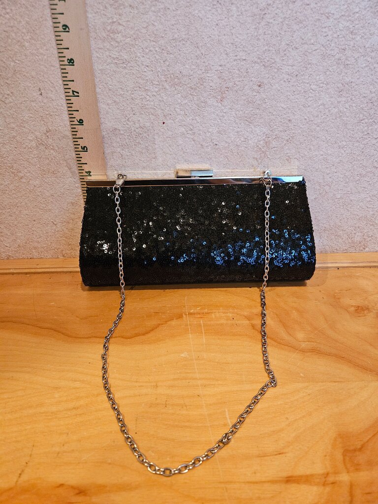 Black Sequin Evening Clutch Bag