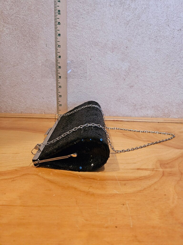 Black Sequin Evening Clutch Bag