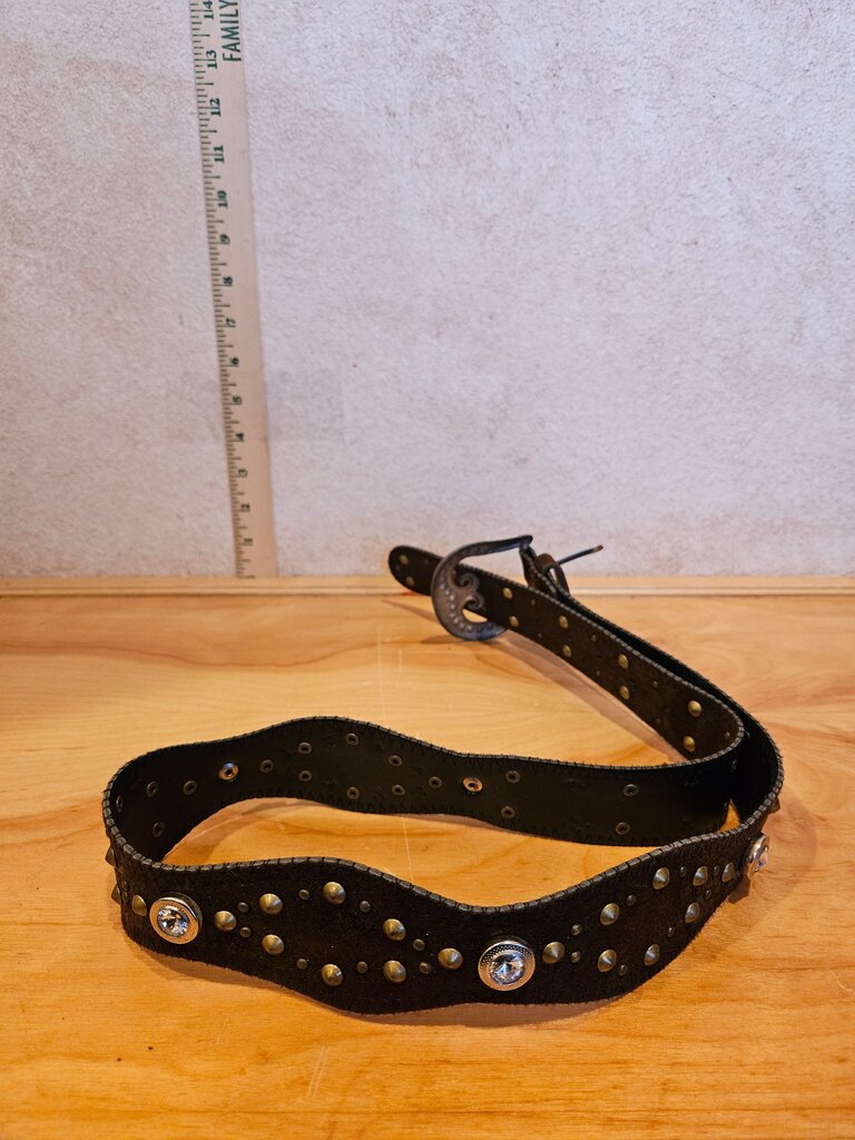 Black Studded Leather Belt