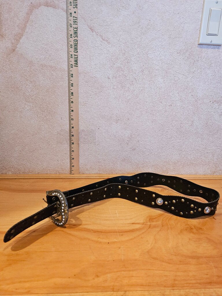 Black Studded Leather Belt