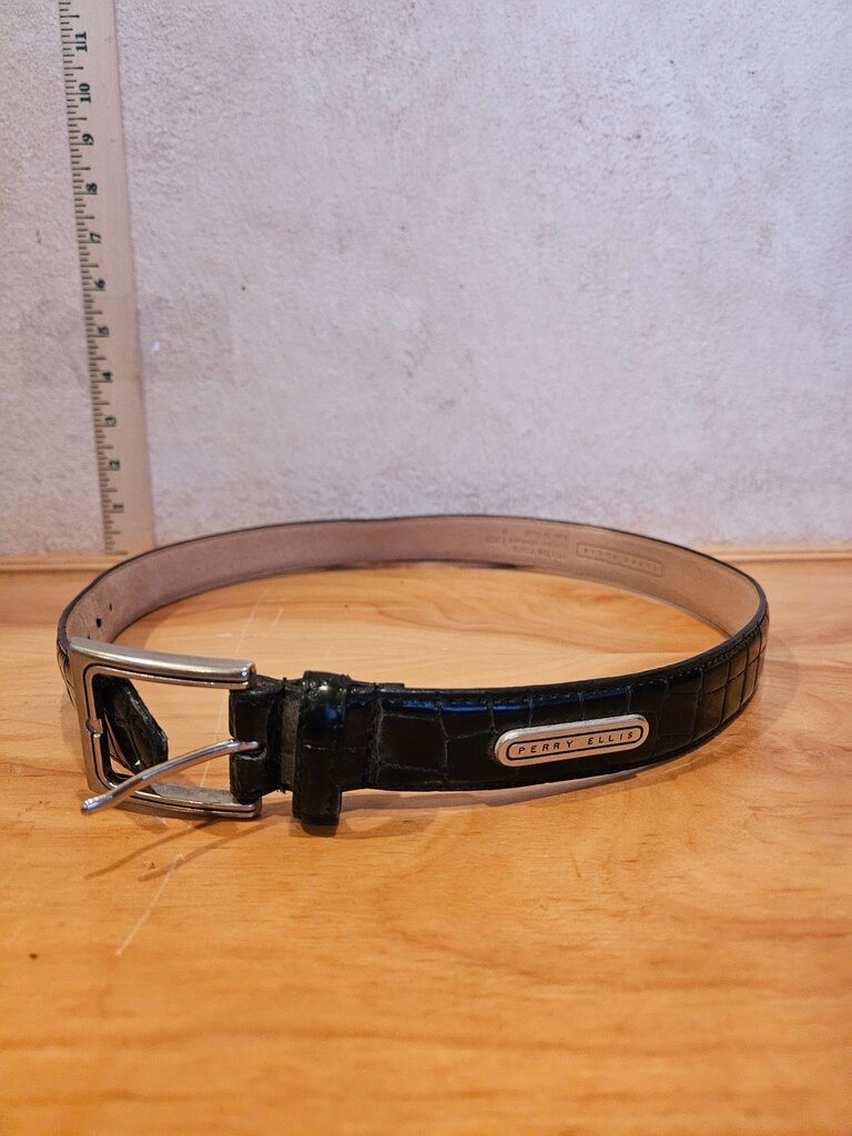 Perry Ellis Black Crocodile Pattern Belt