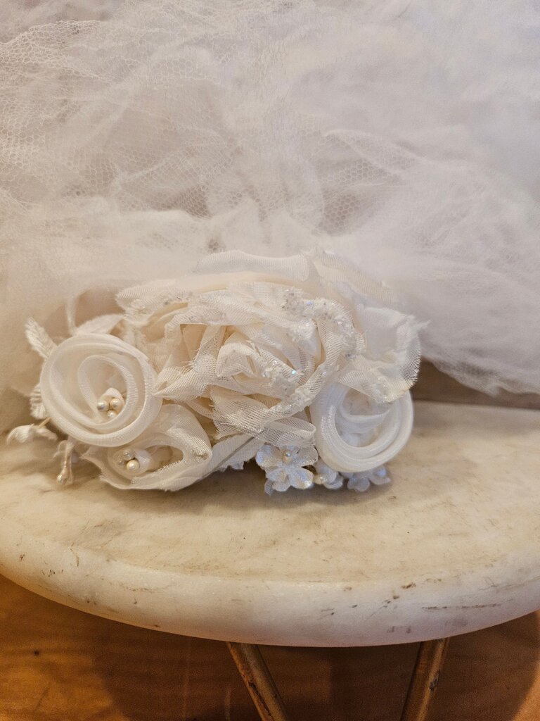 White Tulle Flower Hair Accessory