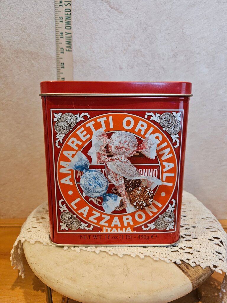 Lazzaroni Amaretti Originali Tin Farmhouse kitchen organizing