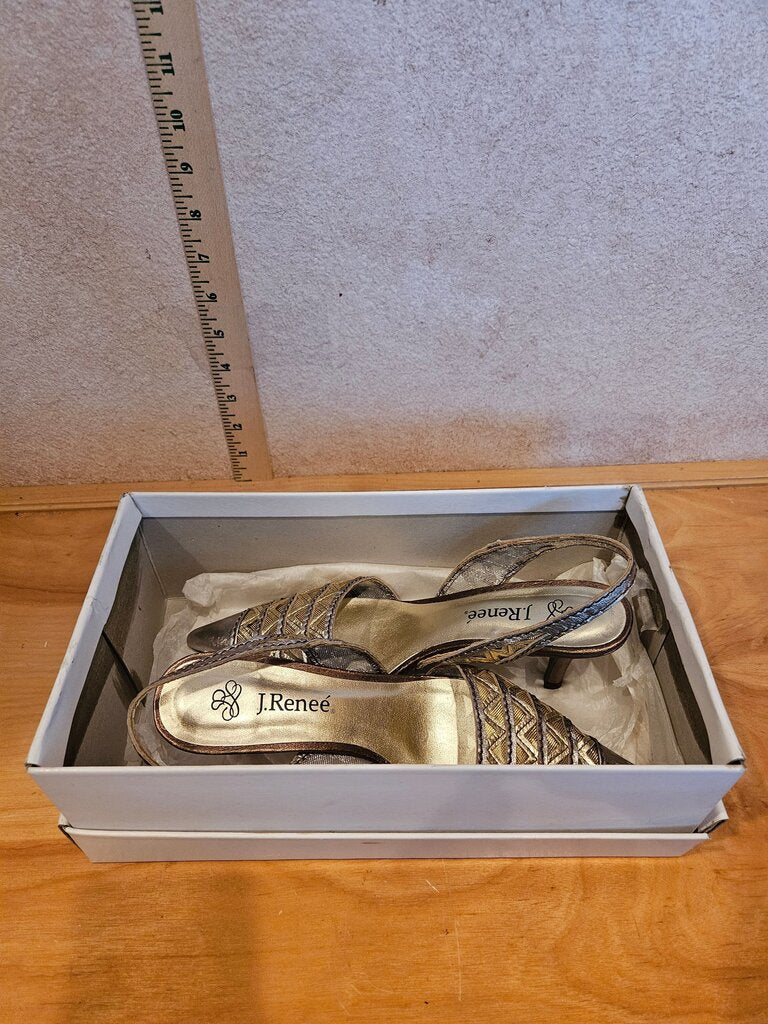J.Renee Gold/Taupe Slingback Heels
