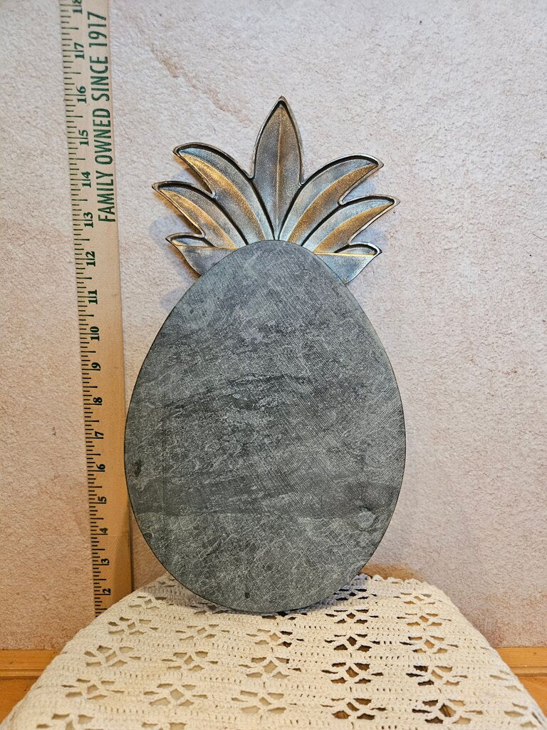 Vintage Godinger Silver Plate & Granite Pineapple Cutting Board or Trivet Server Display Charcuterie