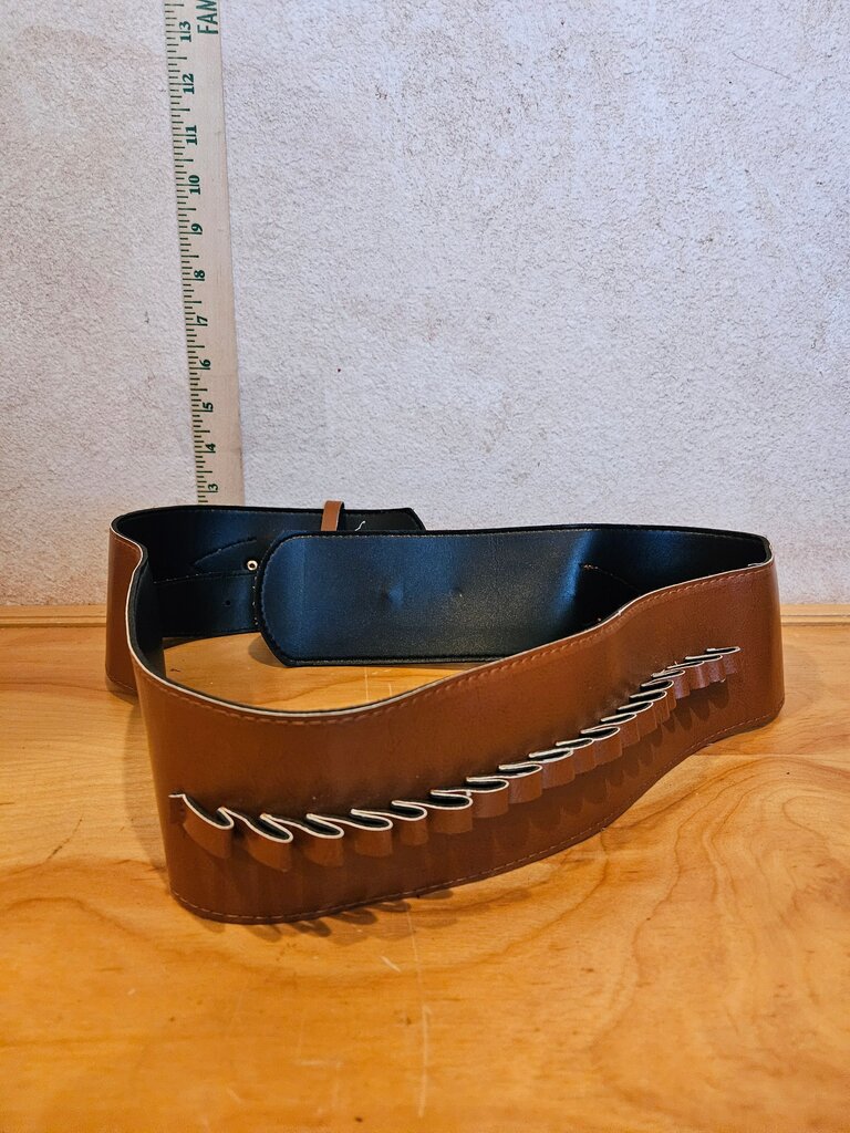Leather Western Style Belt with Lion Buckle