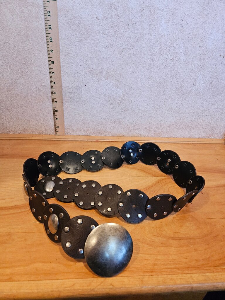 Vintage Black Leather Studded Belt