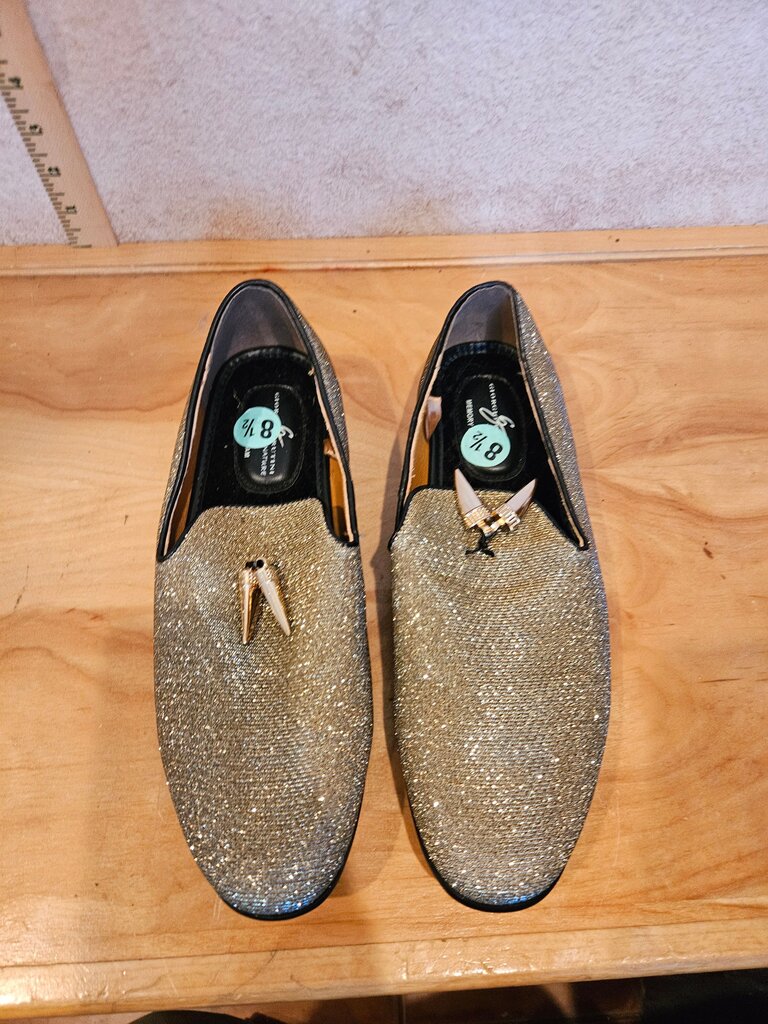 Sparkly Gold Loafers Size 8
